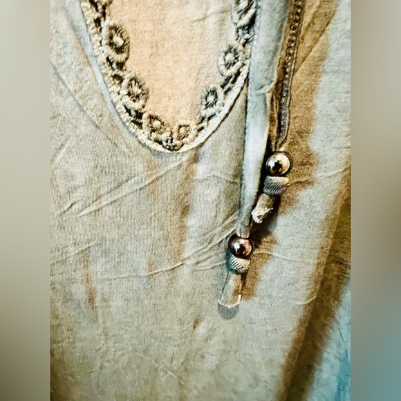 POL Antique Green Sleeveless Dress with Back Cut Out & Tie Bead Accents - Picture 4 of 9